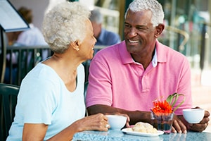 Residents sitting outside